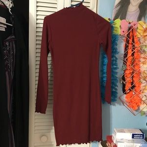 Red fitted long sleeve dress
